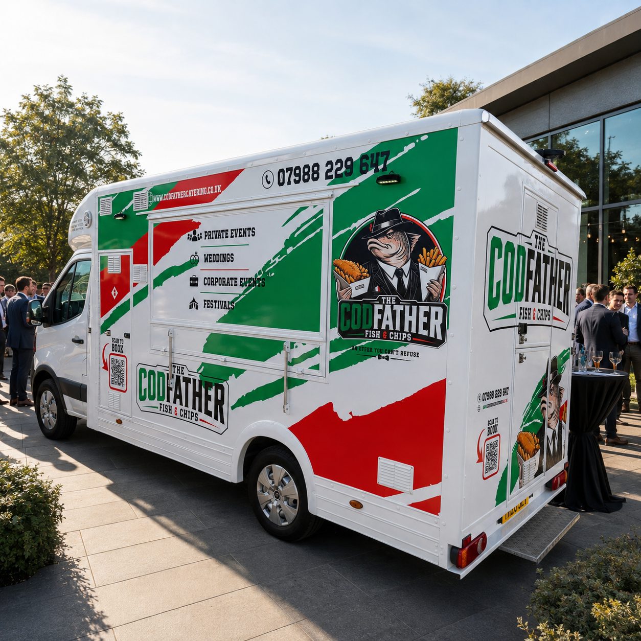 Fish and chip van at corporate event catering, Scotland